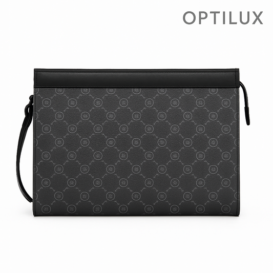 OPTILUX Luxe Pols Clutch – Subtiel Sterpatroon in Donkergrijs