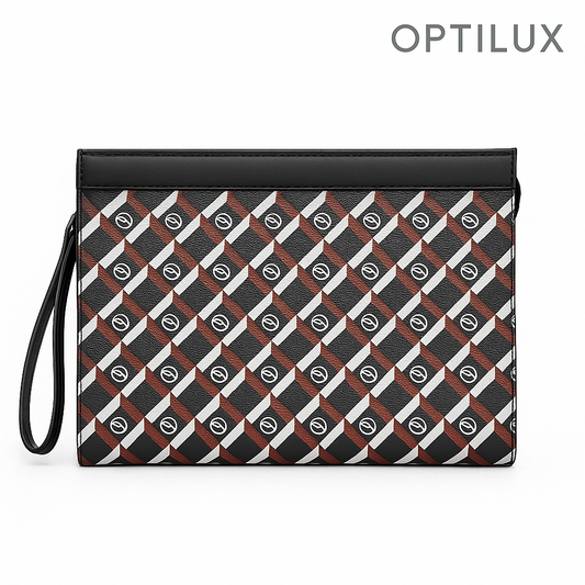 OPTILUX Luxe Pols Clutch – Ruitmotief in Zwart, Wit & Rood
