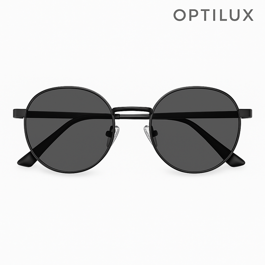 OptiLux Noir – Tijdloze Ronde Zonnebril